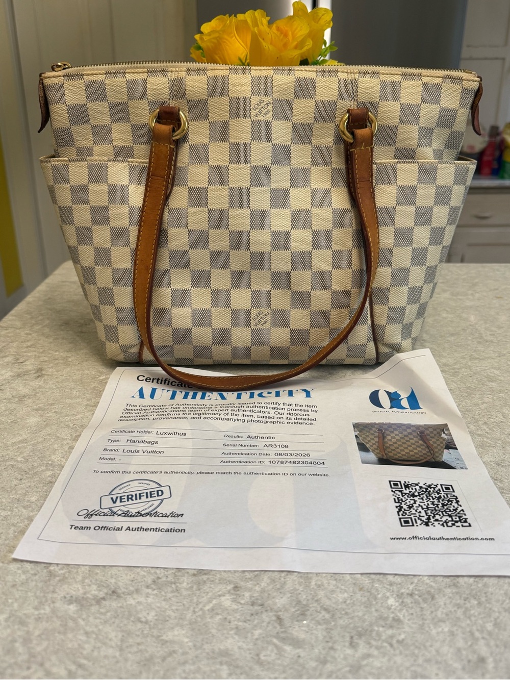 Louis Vuitton Totally PM Damier Azur Tote COA /Dust Bag